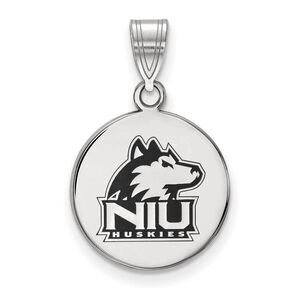 Sterling Silver Northern Illinois U. Medium Enamel Disc Pendant